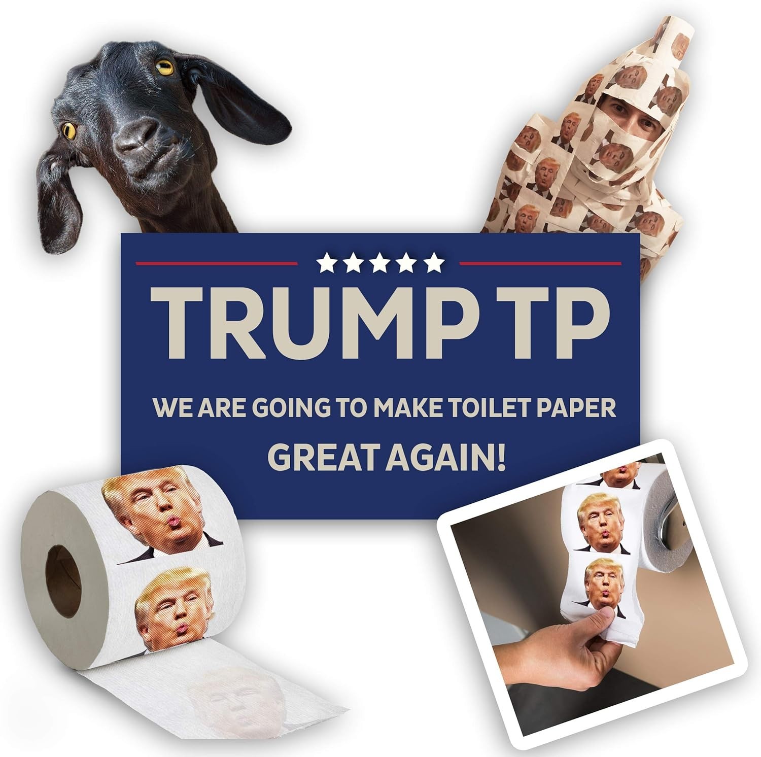 Trump Political Toilet Paper Roll by – 3 Ply Funny Novelty Gag TP with Full-C…