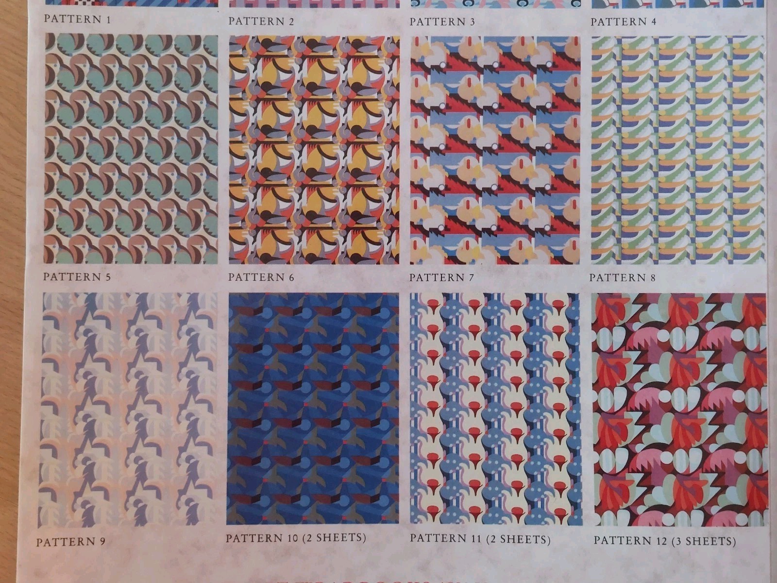 Art Deco Designs, Gift Wraps, by A.D. and M.P. Verneuil, 12 Patterns, 16 Sheets