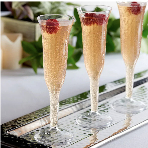 Disposable Plastic Champagne Flutes Clear like Fancy Wine Stemware 96pcs