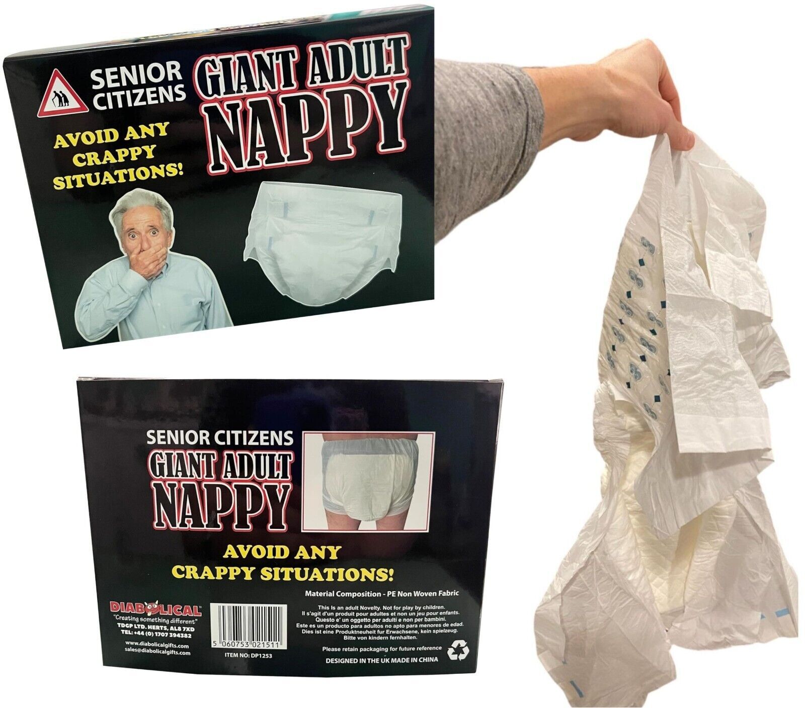 Giant Oversized Adult Diaper – Over the Hill – Senior Citizen Birthday Gag Gift