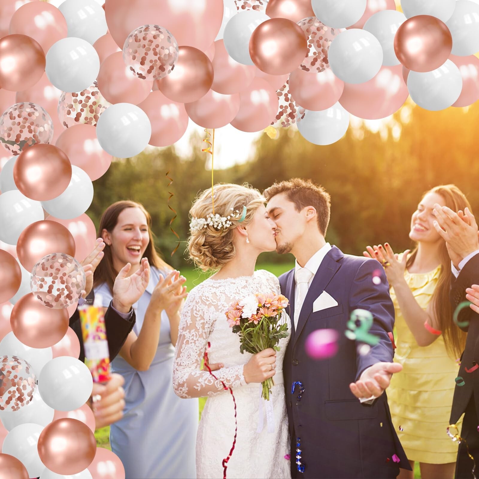 75 Pcs 12 Inch Rose Gold Balloons,Rose Gold and White Balloons,Rose Gold Meta…