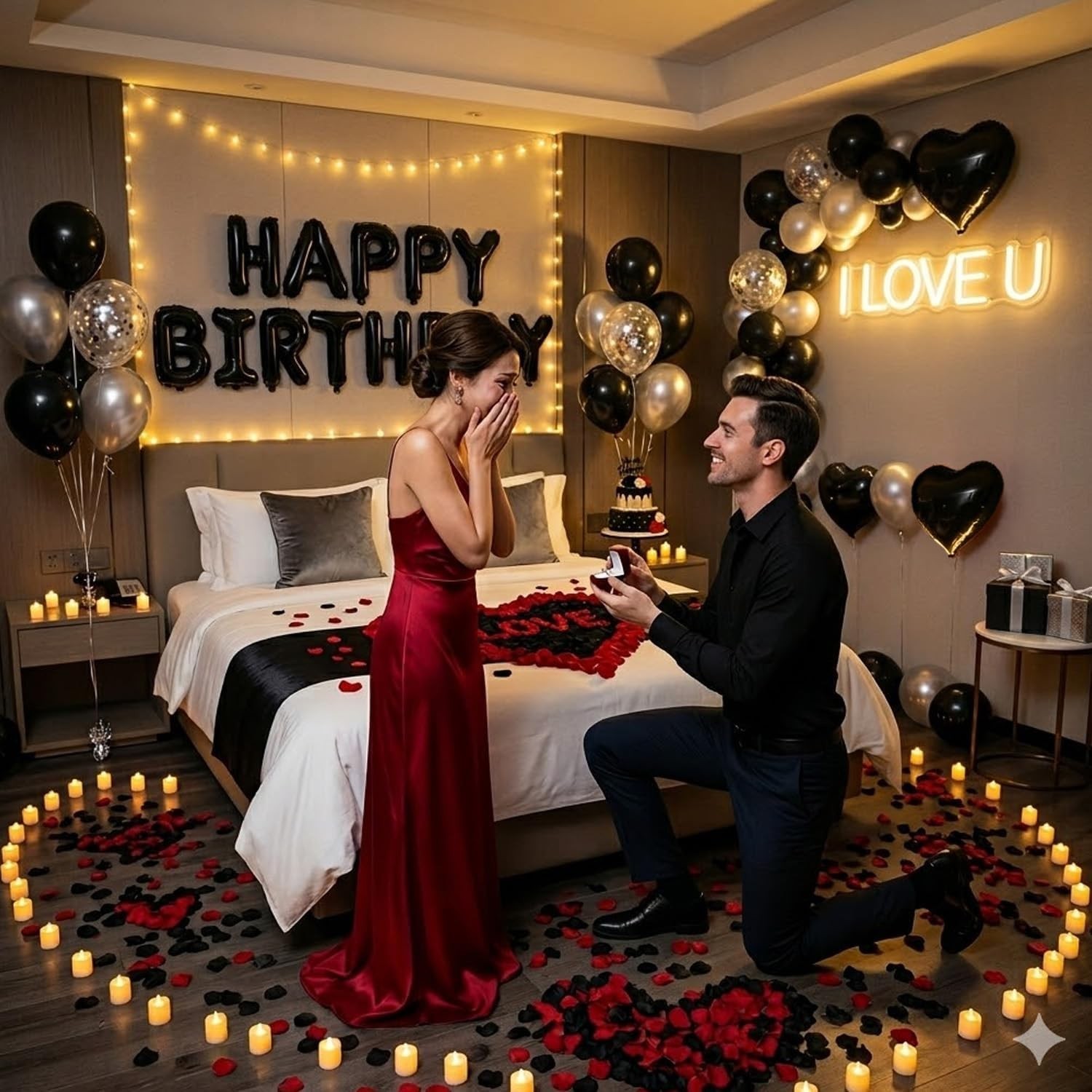 Candlelight Romantic Birthday Decorations: Black & Silver Theme for 73 PCS Setup