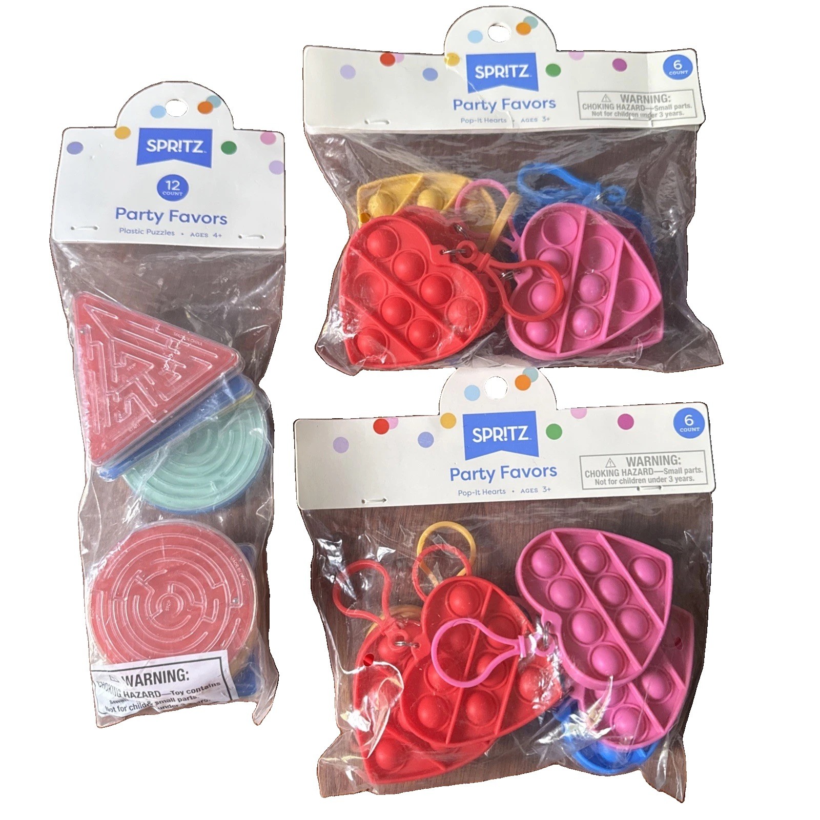 Spritz Party Favor Lot Pop It Heart Keychains & Maze Game NEW