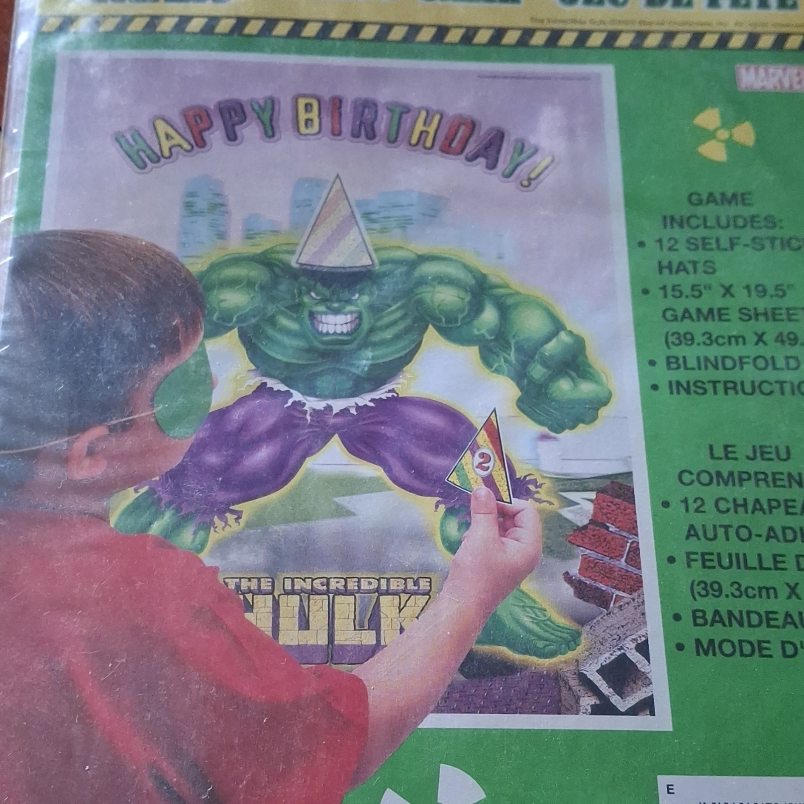 Unique Marvel Hulk Birthday Party Game Set 12 Self-Stick Hats Green/Purple