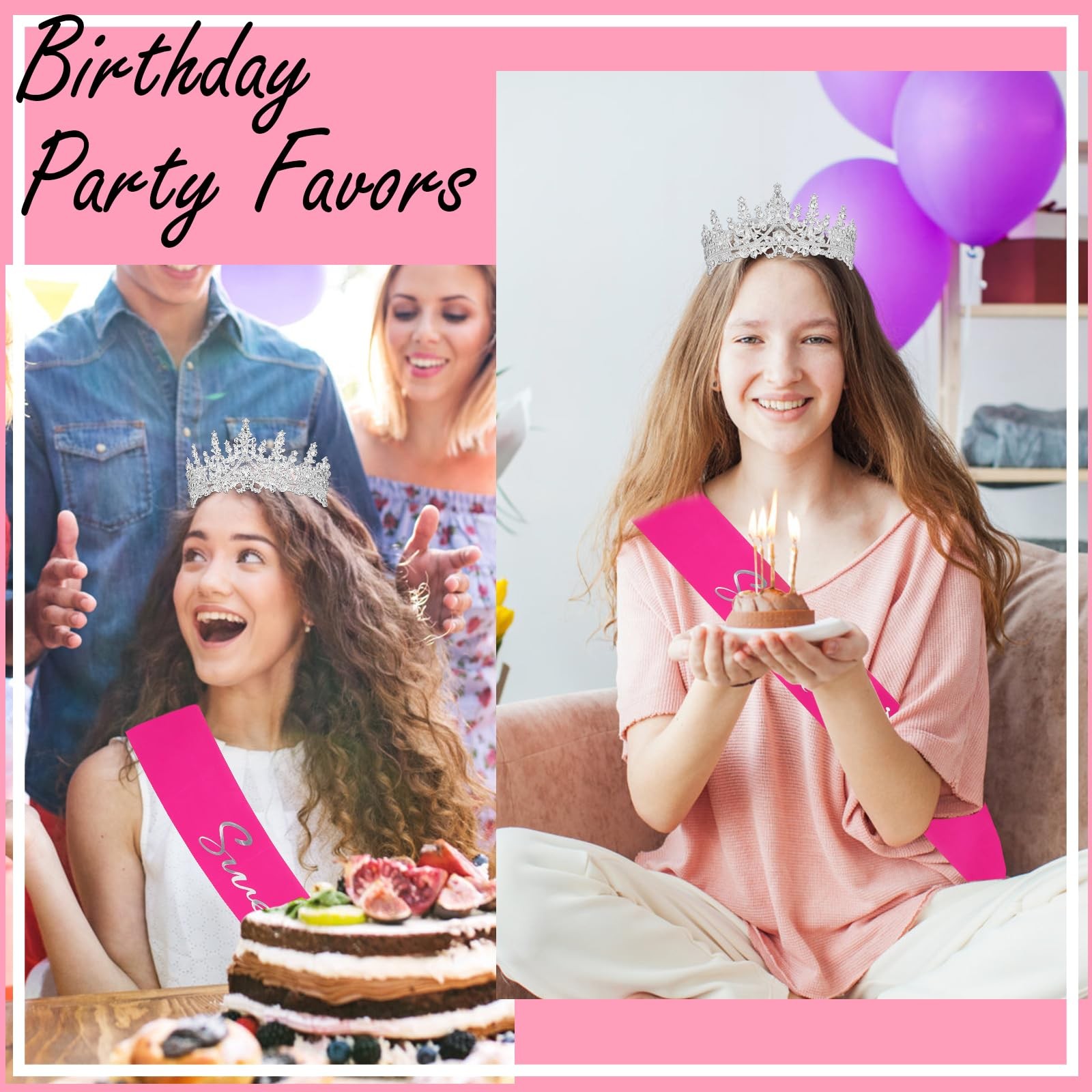 Casoty 16th Birthday Sash and Tiara Set for Girls – Sweet 16 Decorations With…