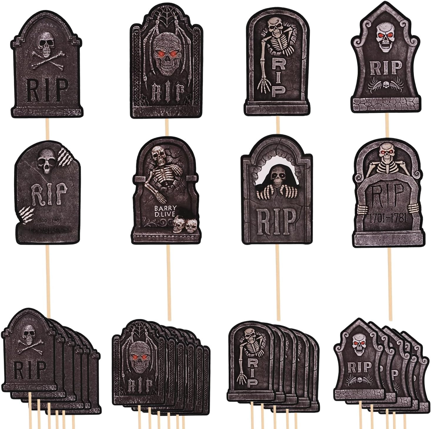 40 Pcs Halloween Cupcake Toppers, Tombstone Graveyard Cake Toppers Scary Cupcake