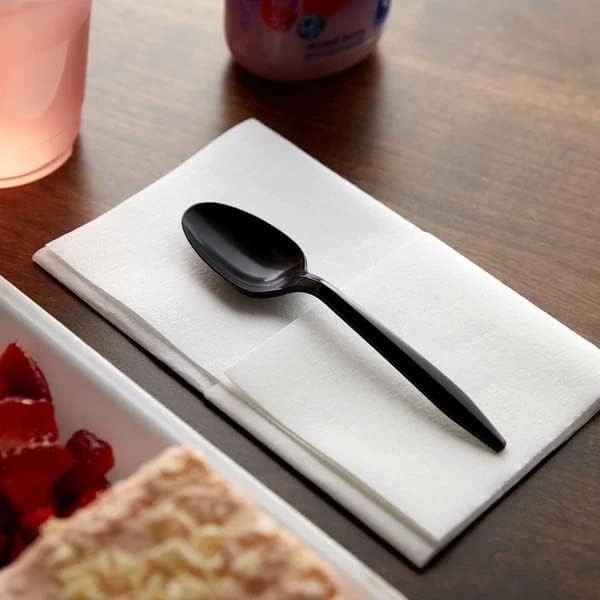 100 Plastic Spoons Black Medium Weight | Plastic Cutlery Disposable Spoons