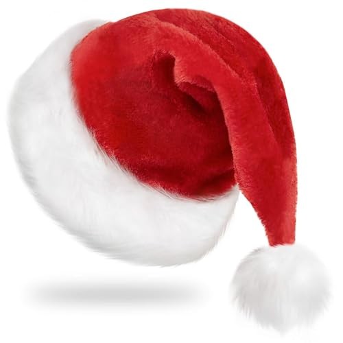 Christmas Santa Hat for Adults, Unisex Velvet Classic Adult Size 1 Pack