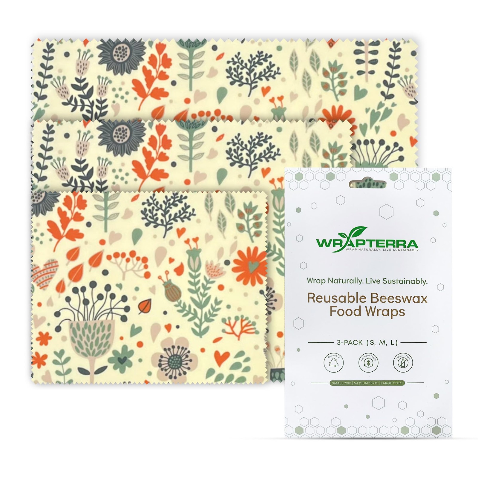 Beeswax Wraps for Food – Reusable & Moldable Bees Wax Covers for Bowls, Fruit…