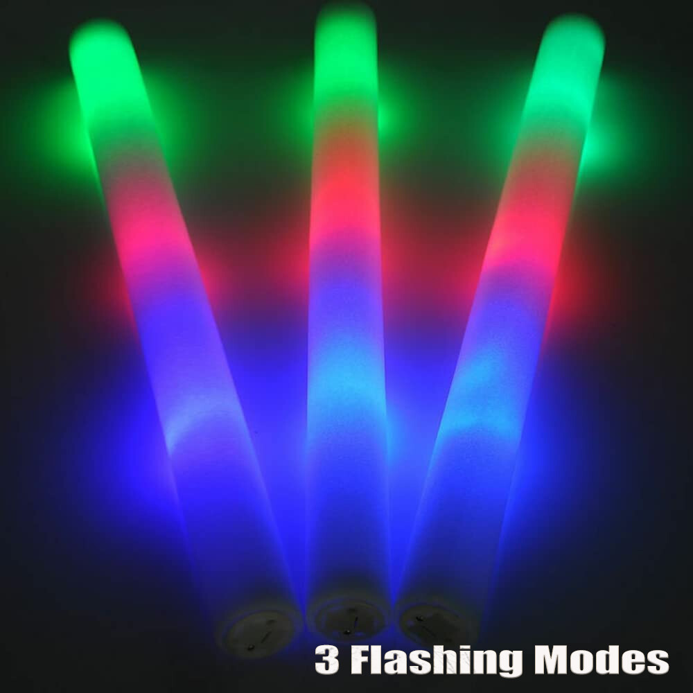 100-500 LED Light Up Foam Sticks Wand Rally Batons DJ Flashing Glow Stick Party