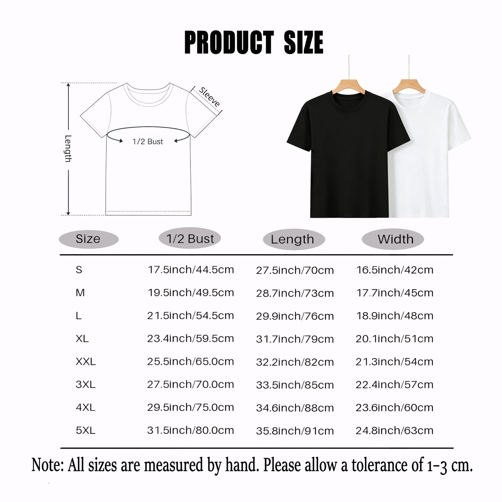 Hollowmark Custom Dark Back Print Tee Black White S-5XL Monochrome Shirt