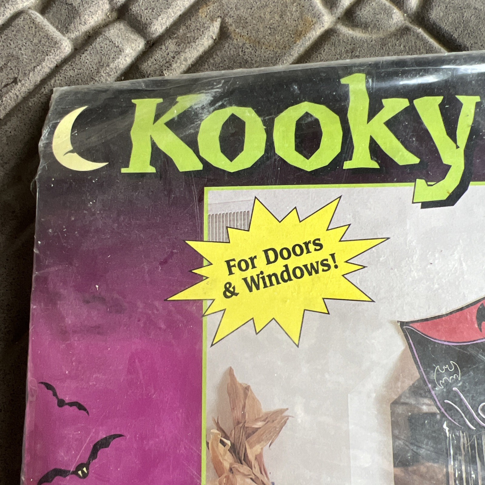 Vintage Halloween Foil Kooky Curtain Dracula Bat Decoration 54″ x 36″ NEW