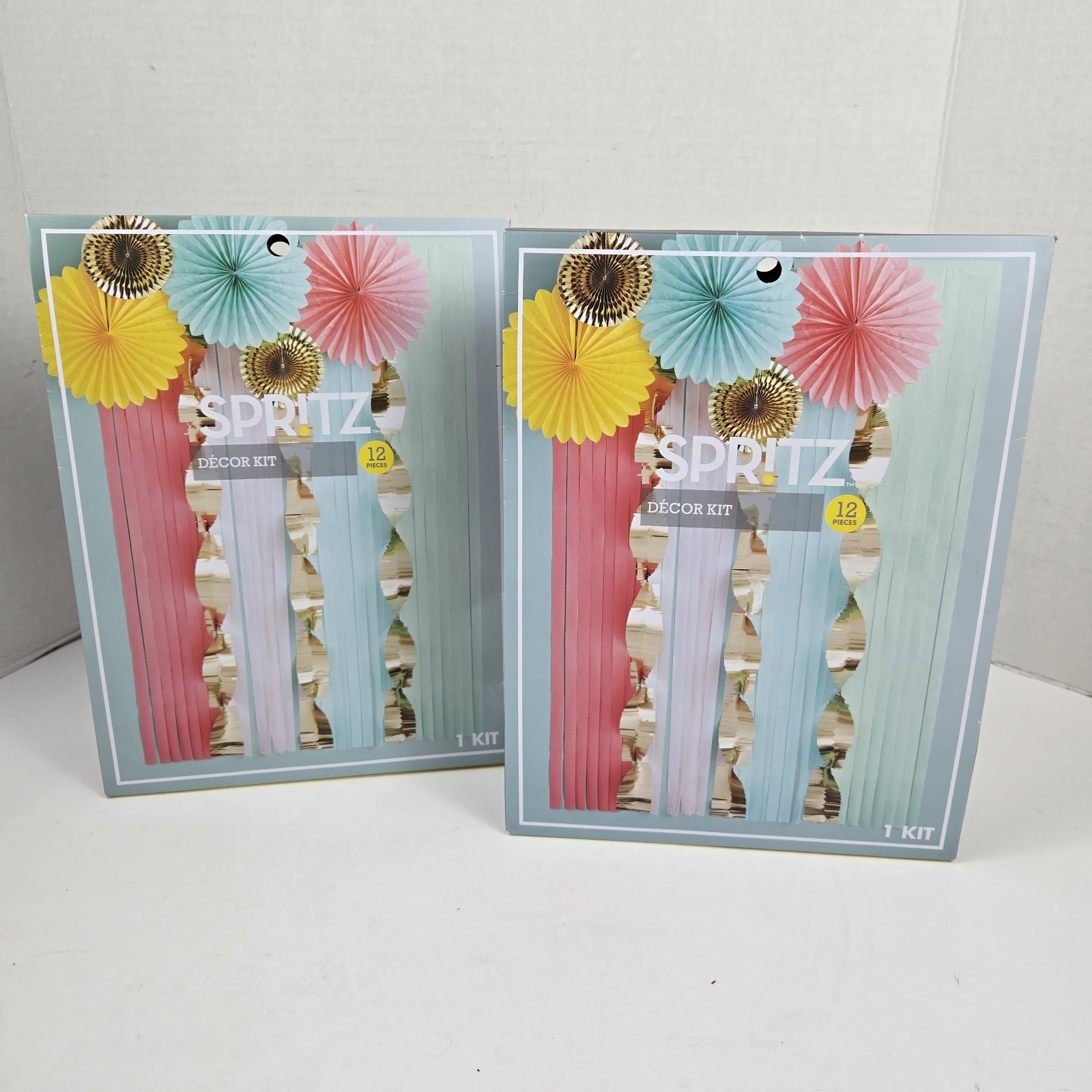 2 Spritz Party Pastel Decor Kits: 4 Backdrops 5 Fans & 3 Garlands NEW Open Box