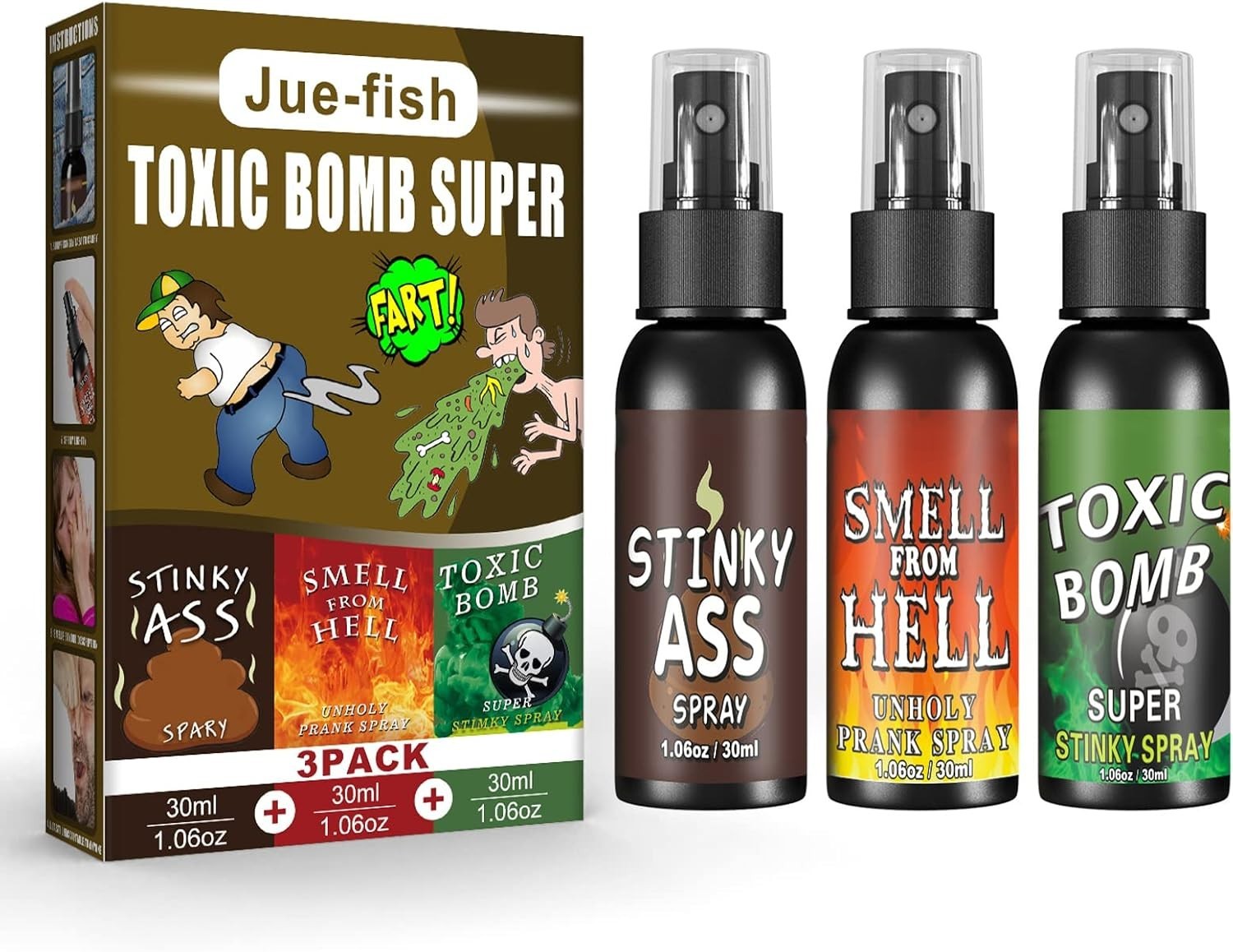 Extra Potent 3-Pack Fart Spray – Hilarious and Non-Toxic Prank for Kids & Adults