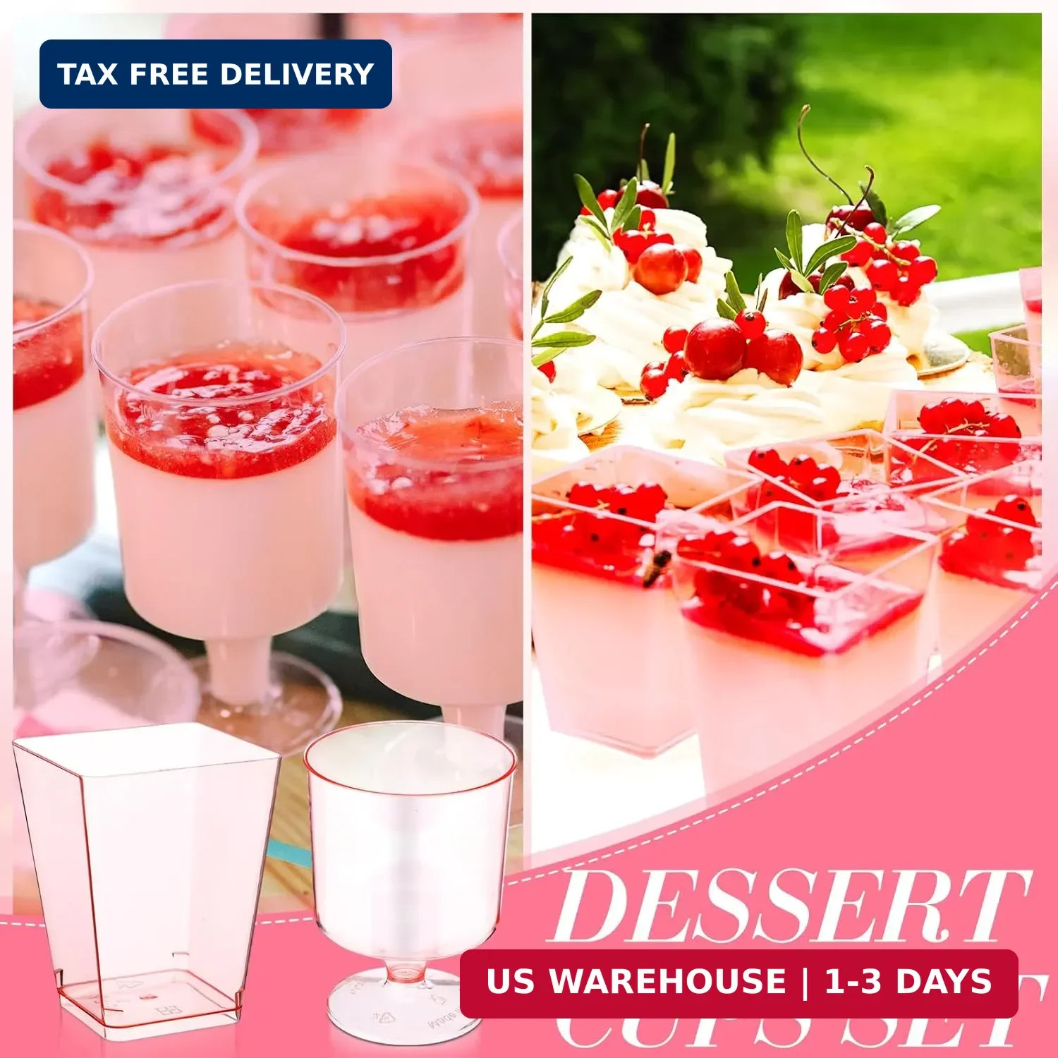 Funnymoom 100 Pcs Dessert Cups with Spoons 5 oz Clear Plastic Dessert Parfait Cu