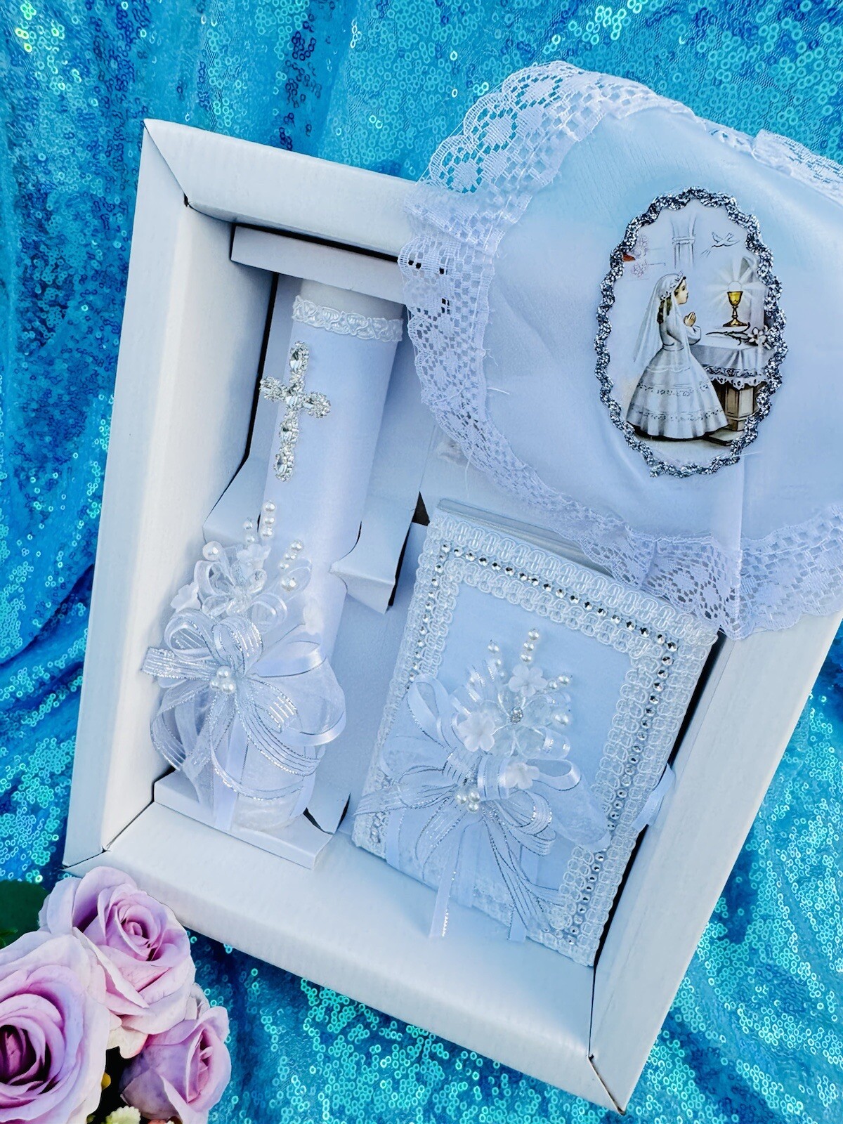 First Communion Candle Set Girl Gift Vela Primera Comunion Niña ENGLISH