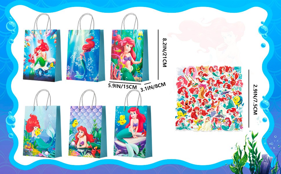 The Little Mermaid Party Favors Ariel Princess Party Gift Bags Filler Loot Bags
