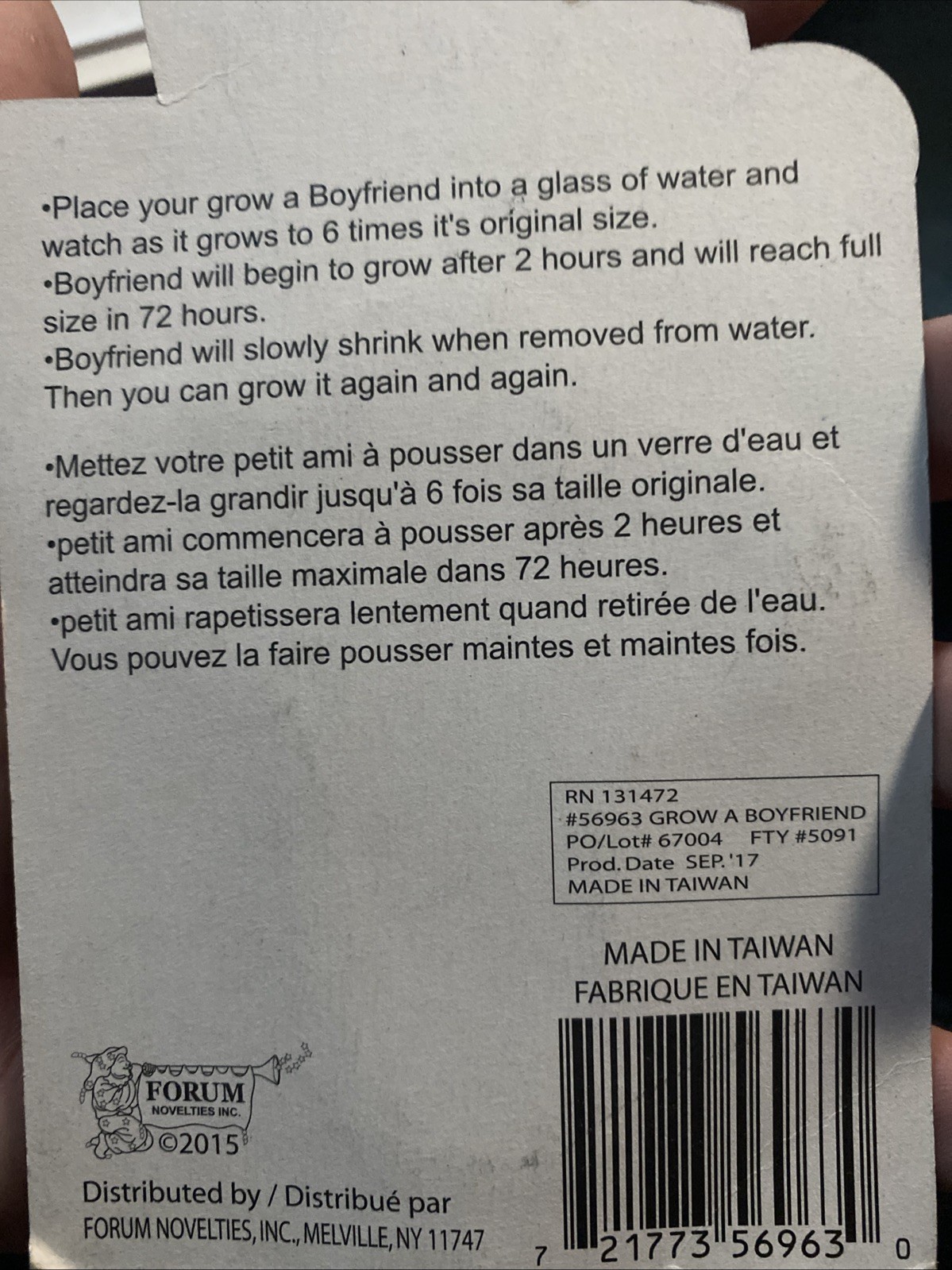 Forum Novelties Grow a Boyfriend Novelty – 56963