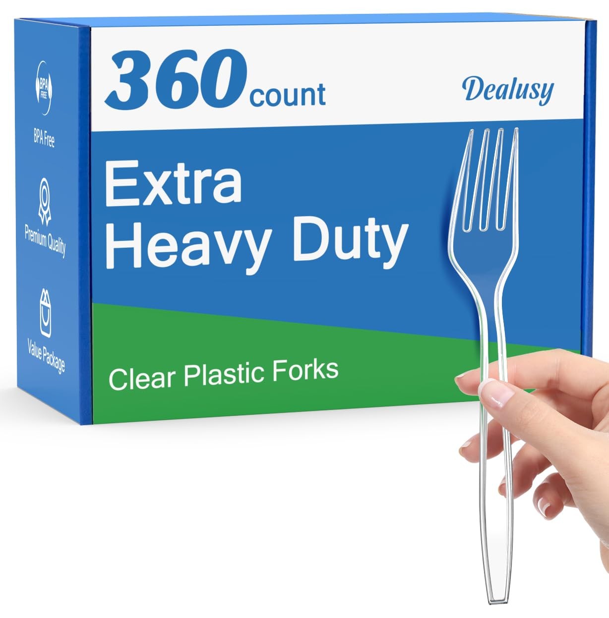 360 Count Extra Heavy Duty Clear Plastic Forks Disposable, BPA-Free, Heat Res…