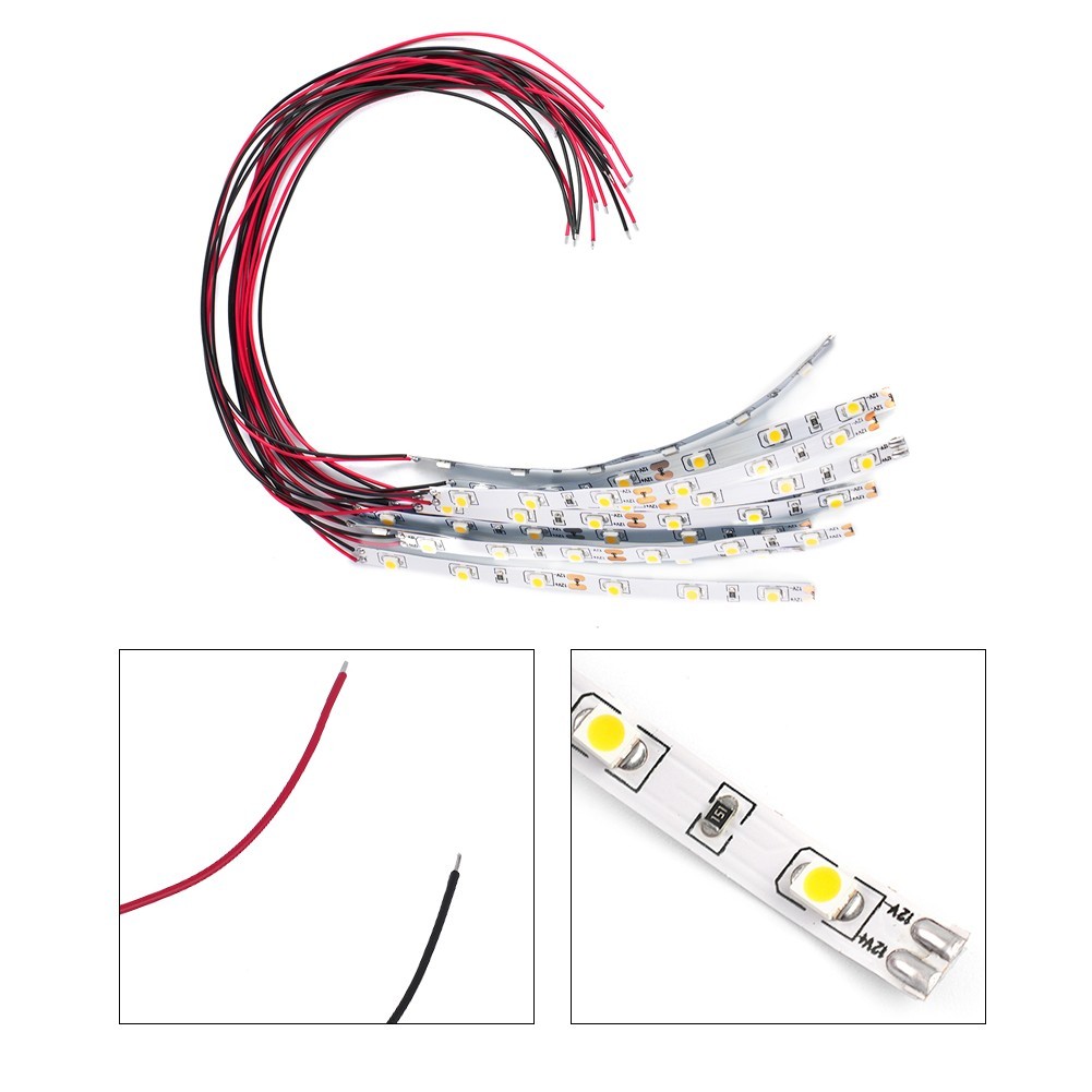 10pcs Pre Wired White Light Strip 6 LED Light Self-Adhesive Flexible 12V-18V