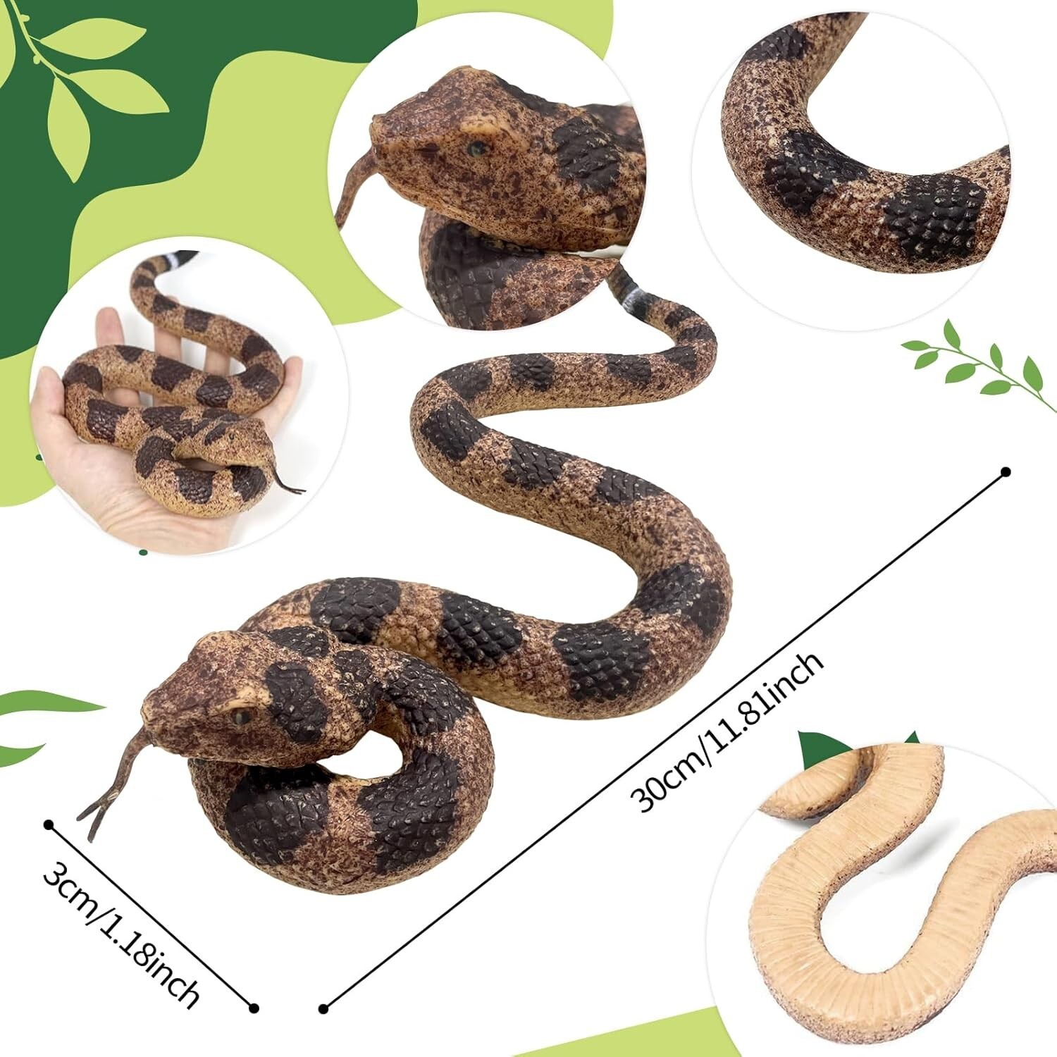 Realistic Fake Snakes Toy Soft Rubber Snake Realistic Keep Birds and Squirrels