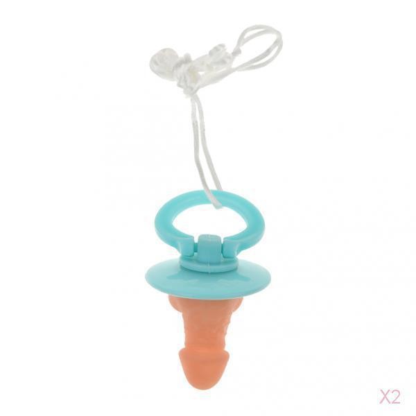 2 x Adult Penis Pacifier Willy Accessory Prop Joke Gag Hen Night Blue w/Rope