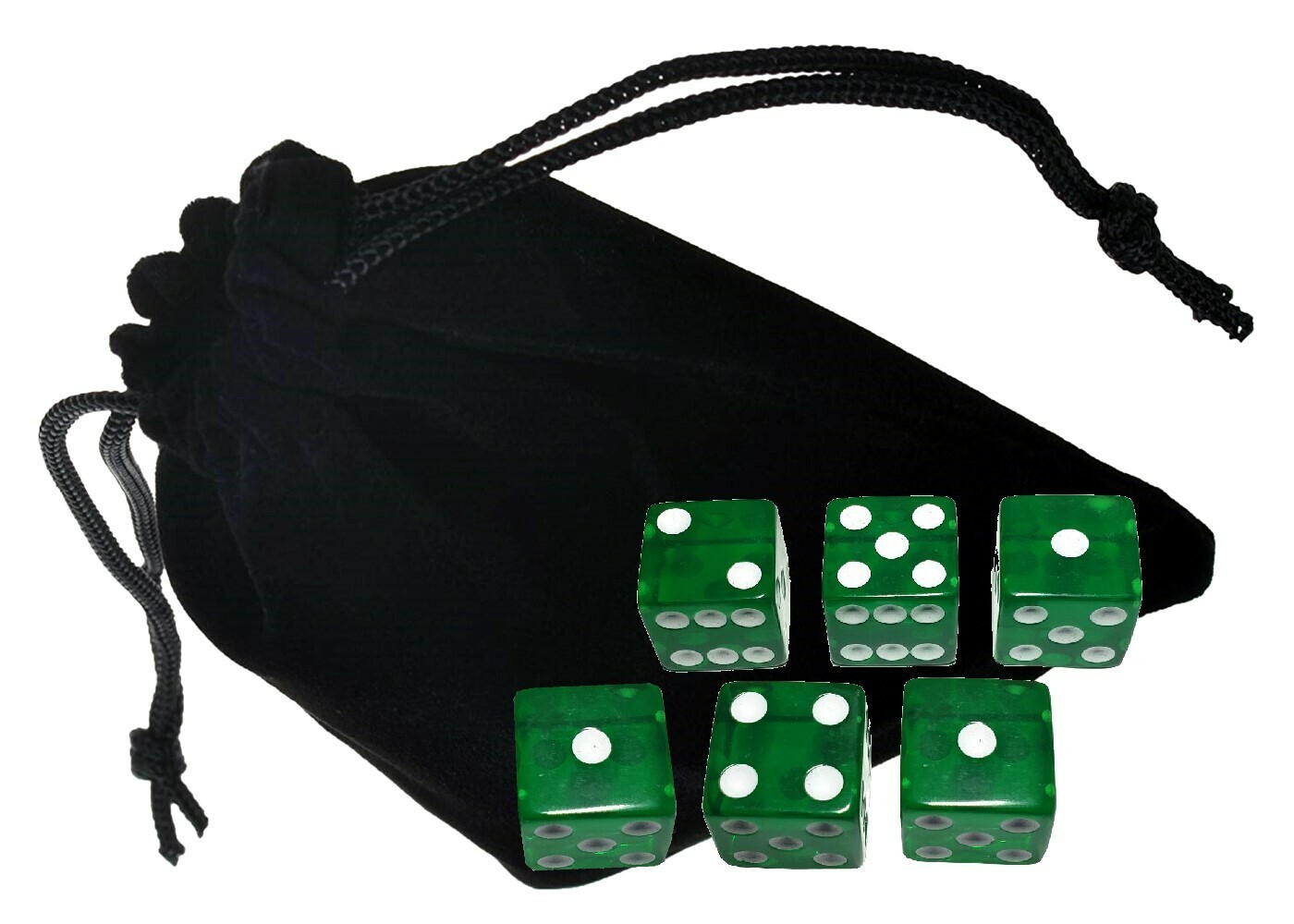 (6) 16mm Transparent 6-Sided Squared Corners D6 Dice + Velvet Storage Pouch