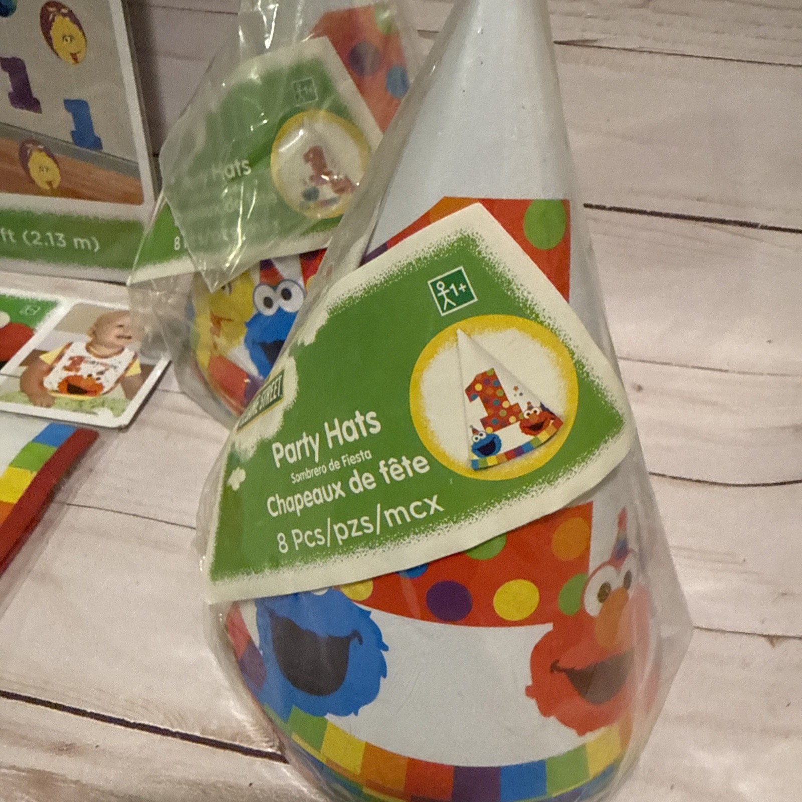 Elmo Turns One Sesame Street 1st Birthday Party Hats Bib And String Decorations