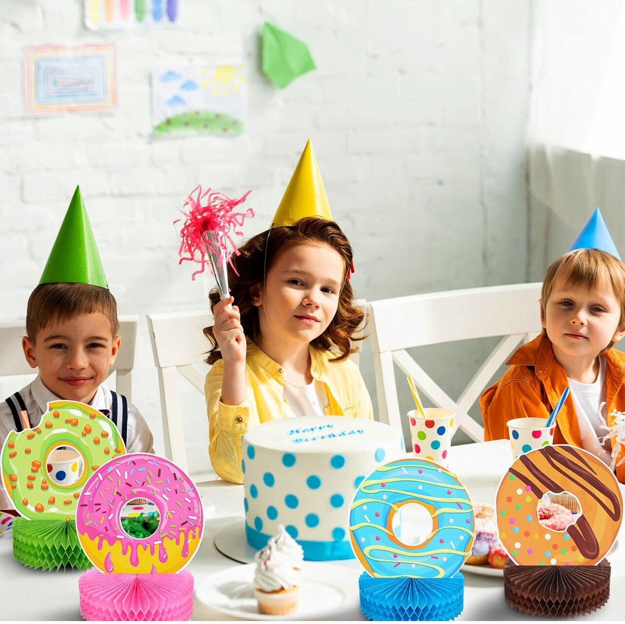 9 Pcs Donut Grow Up Honeycomb Centerpieces for Donut Birthday Party Decoratio…