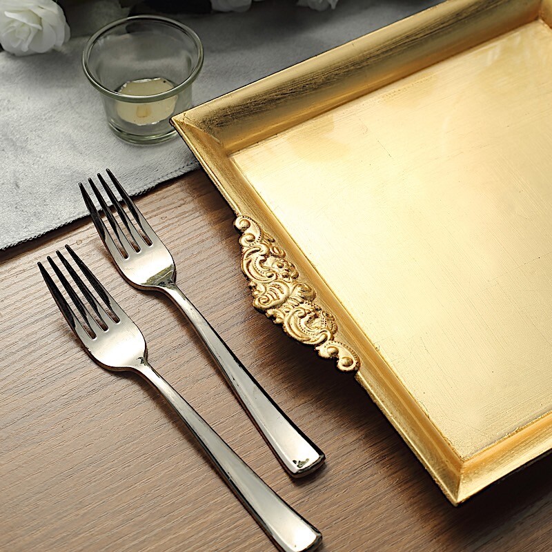 10×10-Inch Square Charger Plates Embossed Rim Supplies Wedding Party Sale