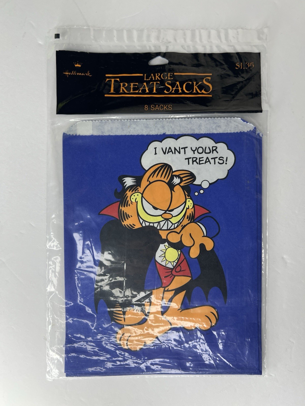 Vtg 1978 Hallmark Garfield Halloween Treat 8 Paper Sacks Pack 6×7.5 – New