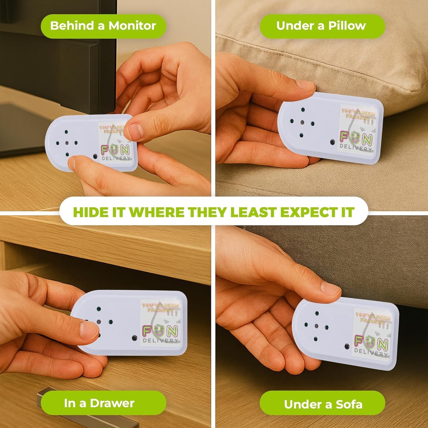 Hidden Cat Sound Prank Device – White – One Size – Plastic – Animal, Gags, Jo…