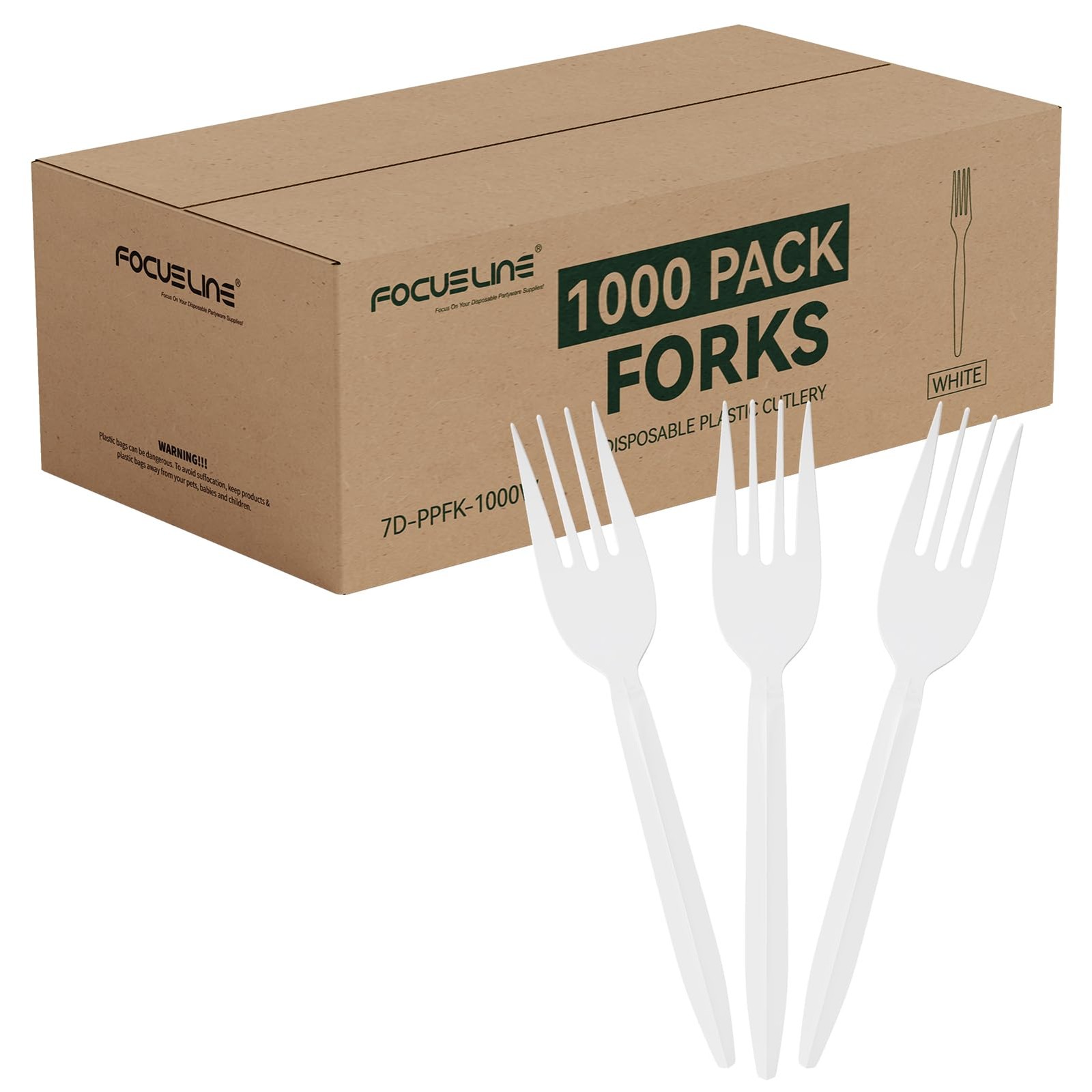 FOCUSLINE 1000 Count White Plastic Forks, Disposable Forks Bulk, Heat Resista…