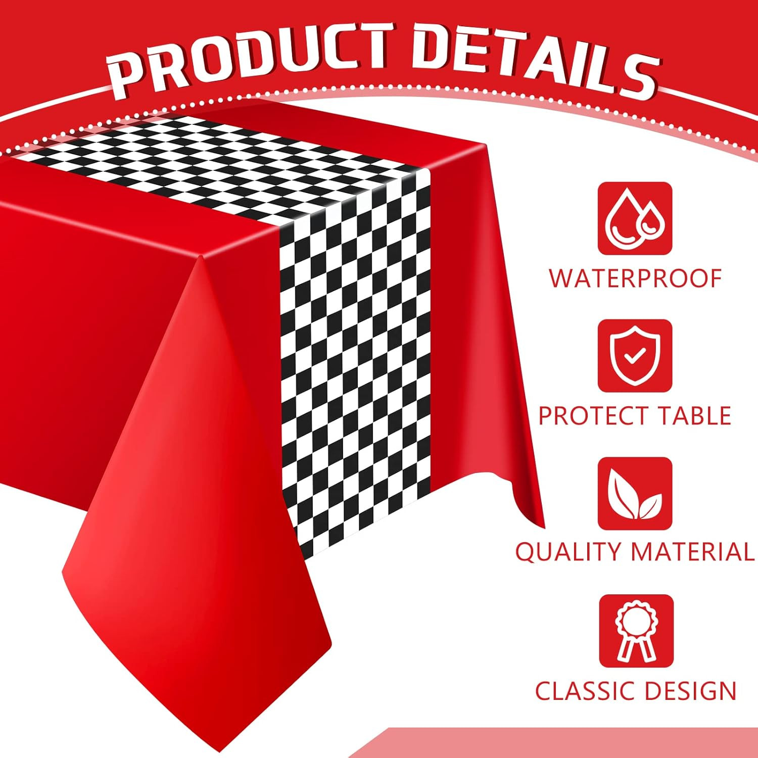3 Sheets Car Birthday Party Supplies Racing Party Decorations 54 X 108 Inch Red