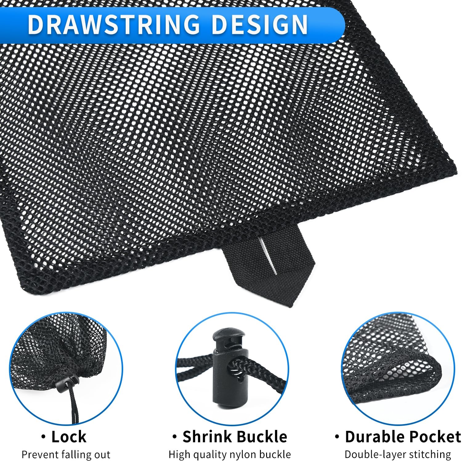 BOJITEXS 10 Pcs Mesh Drawstring Bag 10.5″ x 14″ with Handle & Cord Lock Closure
