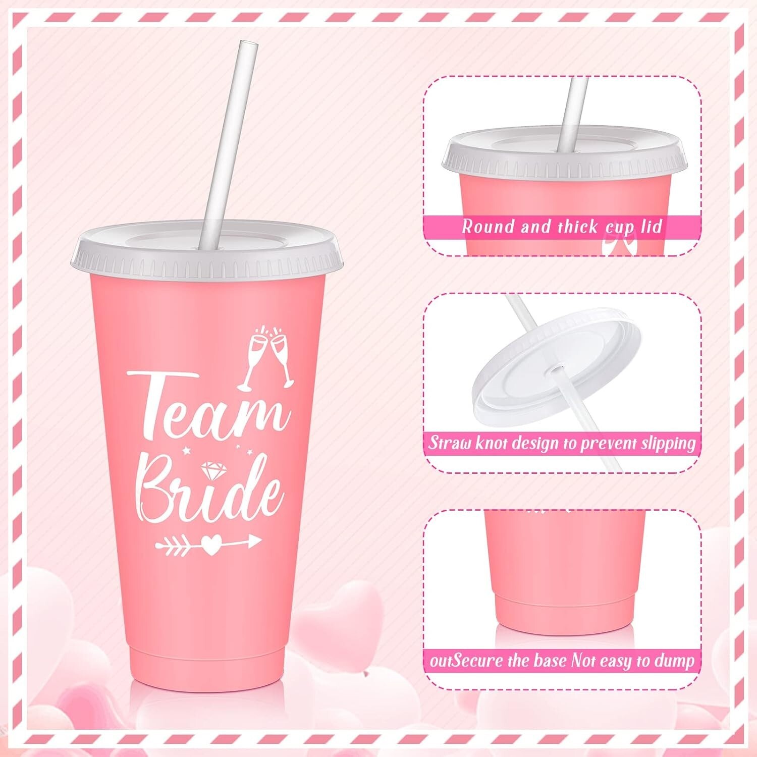 16 Pcs Babe Bachelorette Cups 24 oz Tumbler Lids Straw Bridesmaid Bridal Wedding