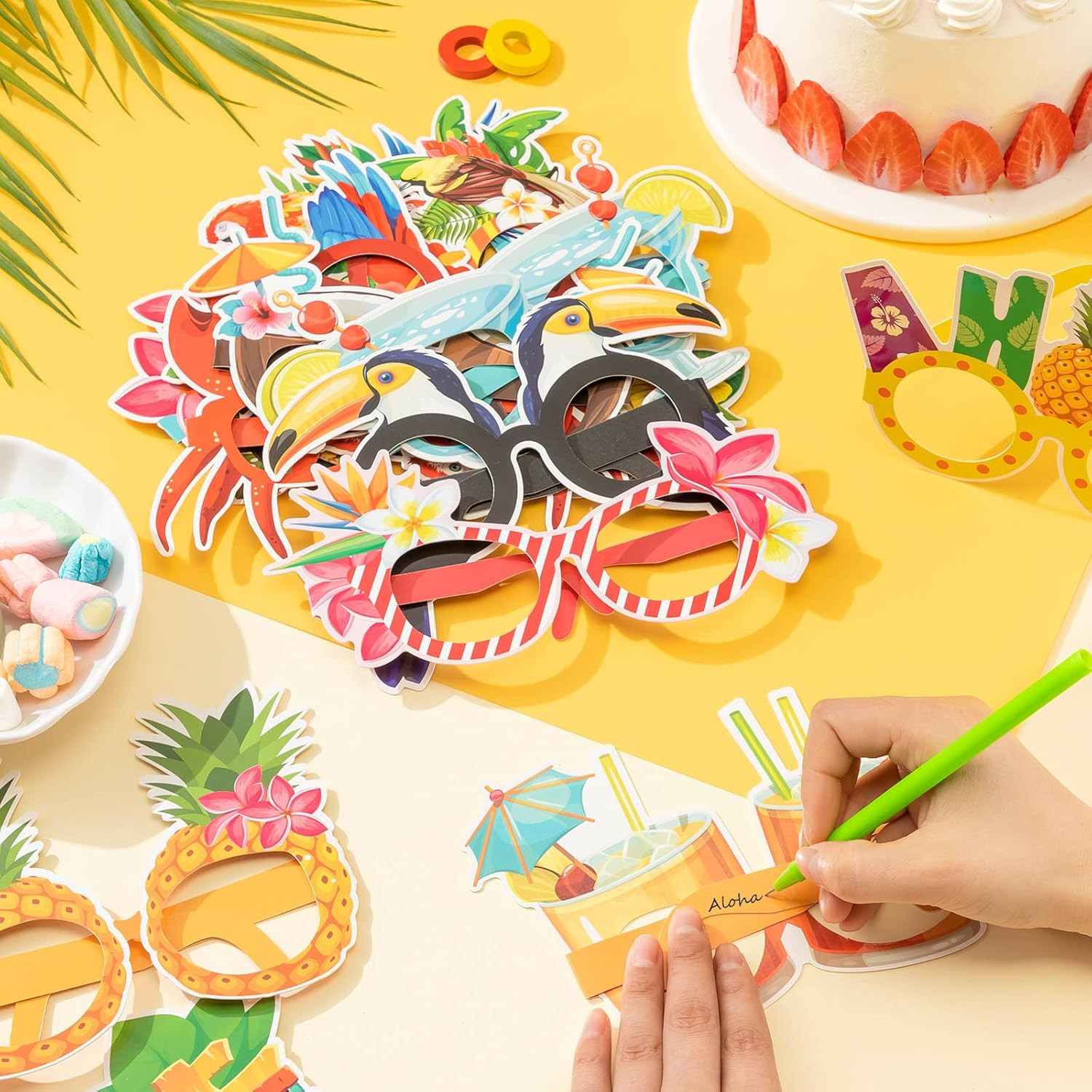 32 Pack Beach Pool Party Eyeglasses Decor Summer Luau Paper Glasses Bulk Hawaiia