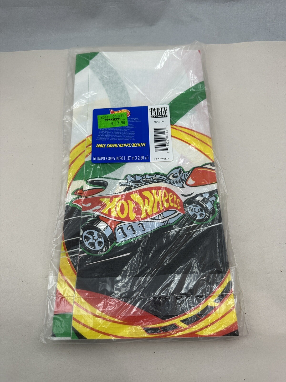 Vintage Hot Wheels Table Cloth Cover 54″ x 89″ NOS 1998 Party Express Toys R Us