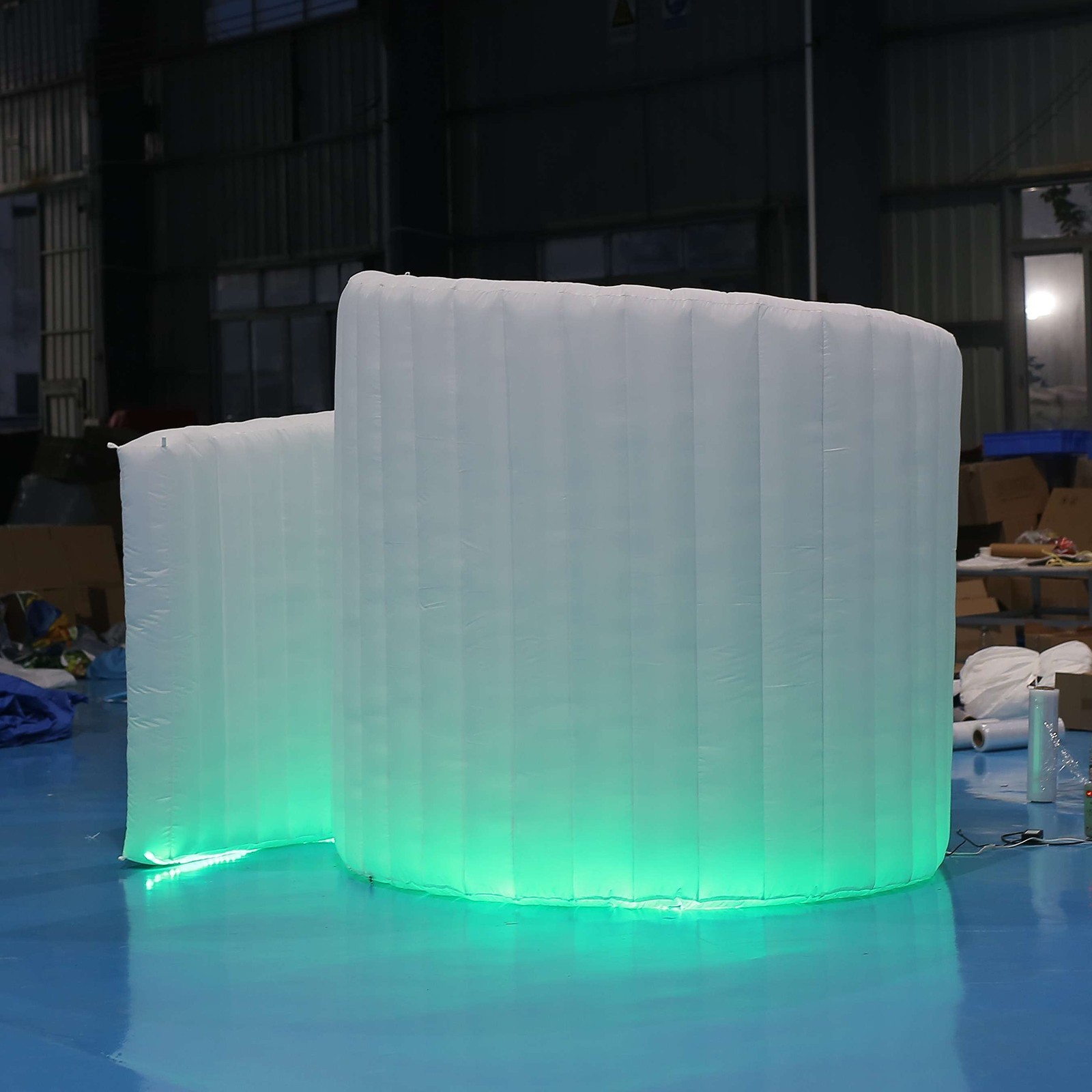 LED Inflatable Photo Booth Spiral Wall 360 Photobooth Backdrop Enclosure White