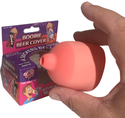 Funny BOOBIE BEER COVER Soda Can Top Rubber Nipple Joke Boob Bachelor Party Gag