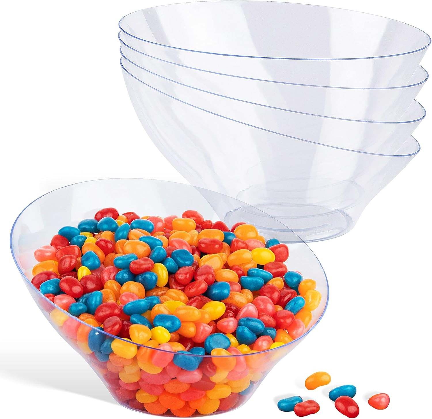20Oz Clear Plastic Serving Bowls (4 Pack) Medium Disposable Candy Dishes, Buf…