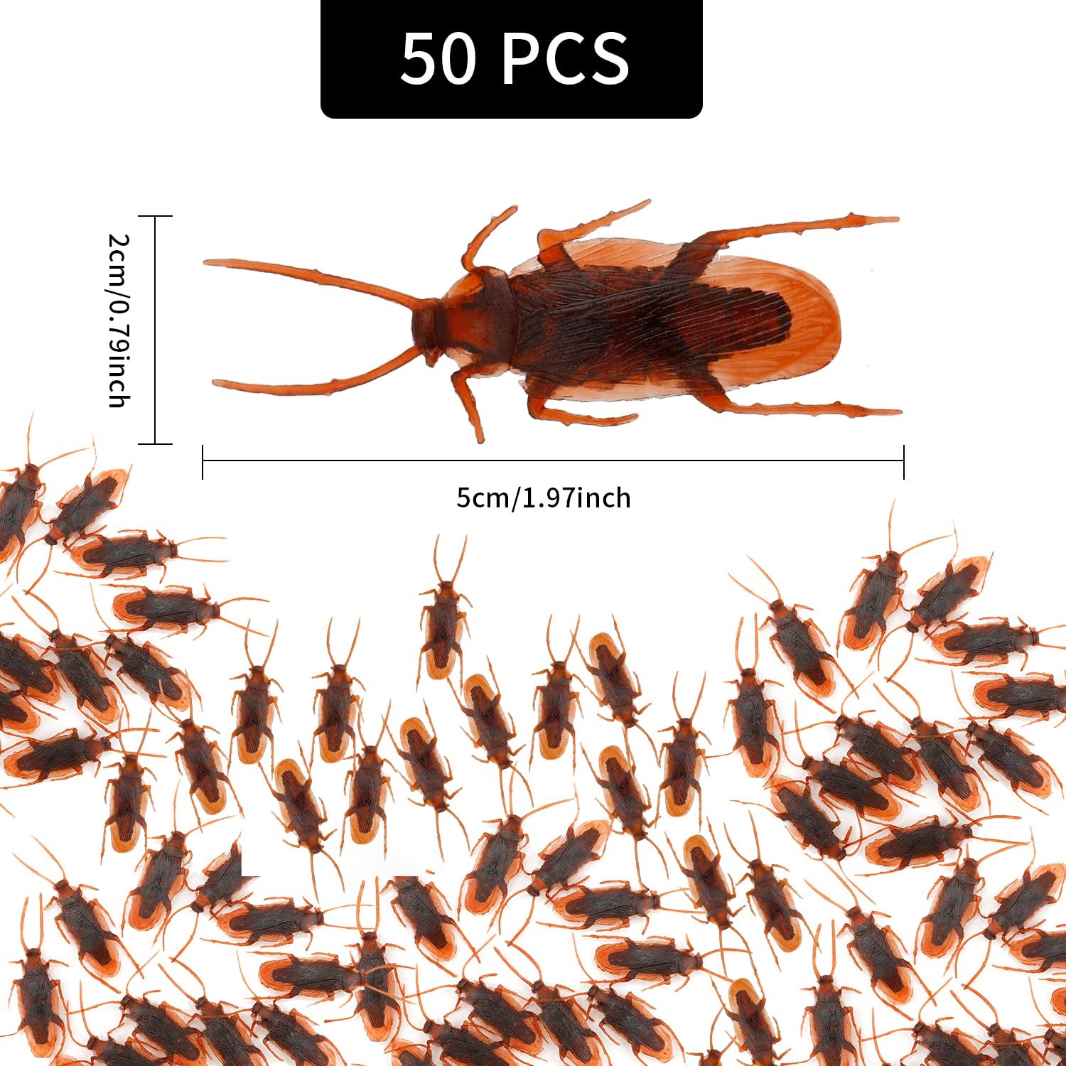 50 Pcs Prank Fake Cockroach Insects Mock Joke Prank Toys Scary Trick Bugs