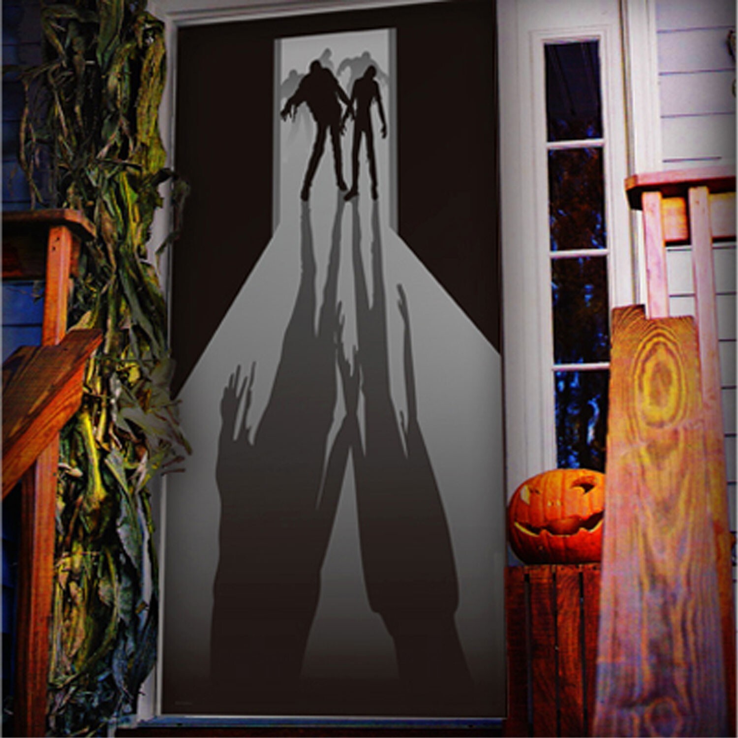 Walking Dead ZOMBIE VISITORS DOOR COVER Wall Mural Haunted House Prop Decoration