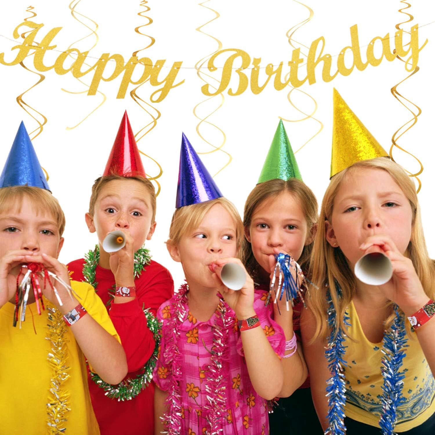 White Champagne Gold Birthday Party-Decorations – 21Pcs Happy Birthday Banner,Pa