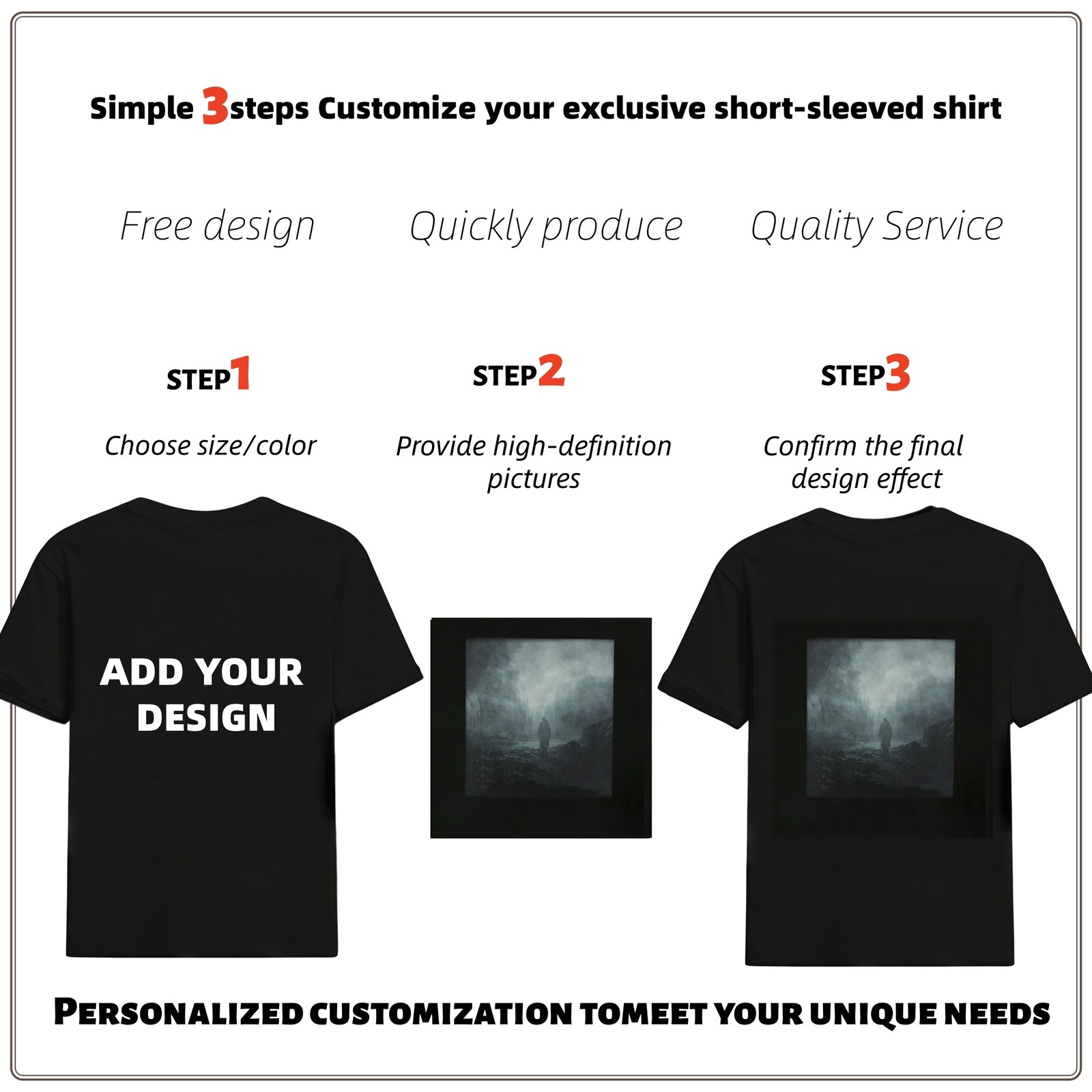 Hollowmark Custom Minimal Dark T Shirt Back Print Black White S-5XL Graphic Tee