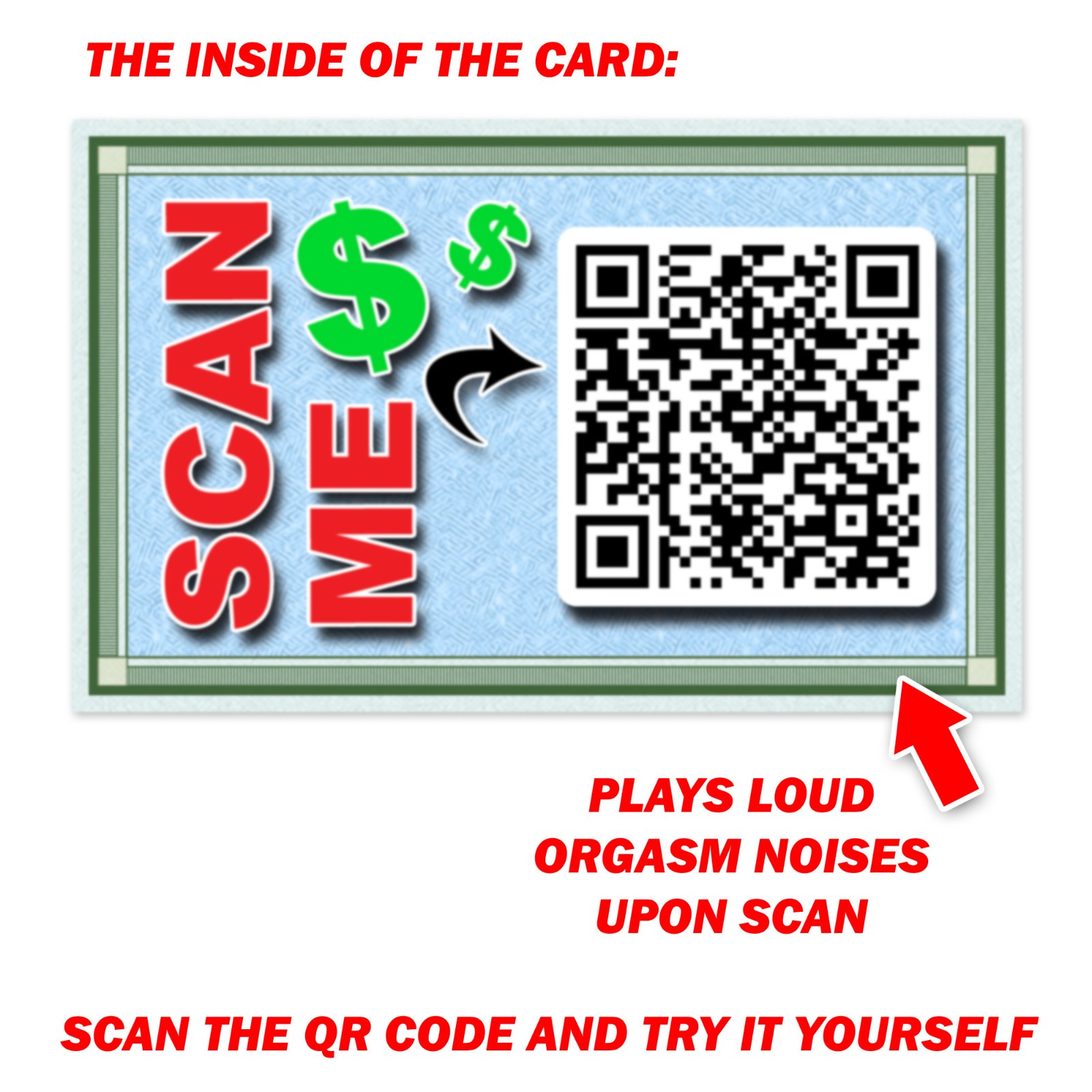 QR Code Woman Loudly Moaning 50 Fake Replica Hundred Dollar Money Card Prank