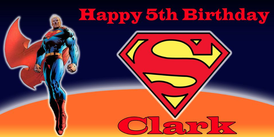 Birthday banner Personalized 6ft x 3 ft Superman Comic
