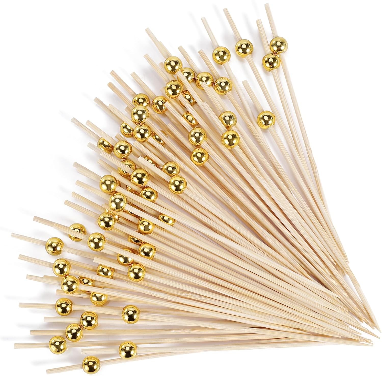 [300 Pcs] Cocktail Picks Toothpicks for Appetizers – 4.7 inch White Pearl