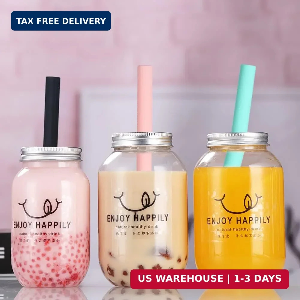 ALINK Reusable Silicone Boba Straws, Extra Large Bubble Tea Smoothie Straws for