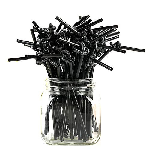 ALINK 200 PCS Flexible Black Plastic Drinking 200 Count (Pack of 1),